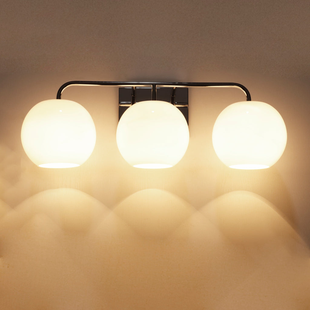 3 Light 20" Curved Bathroom Vanity Light - Chrome