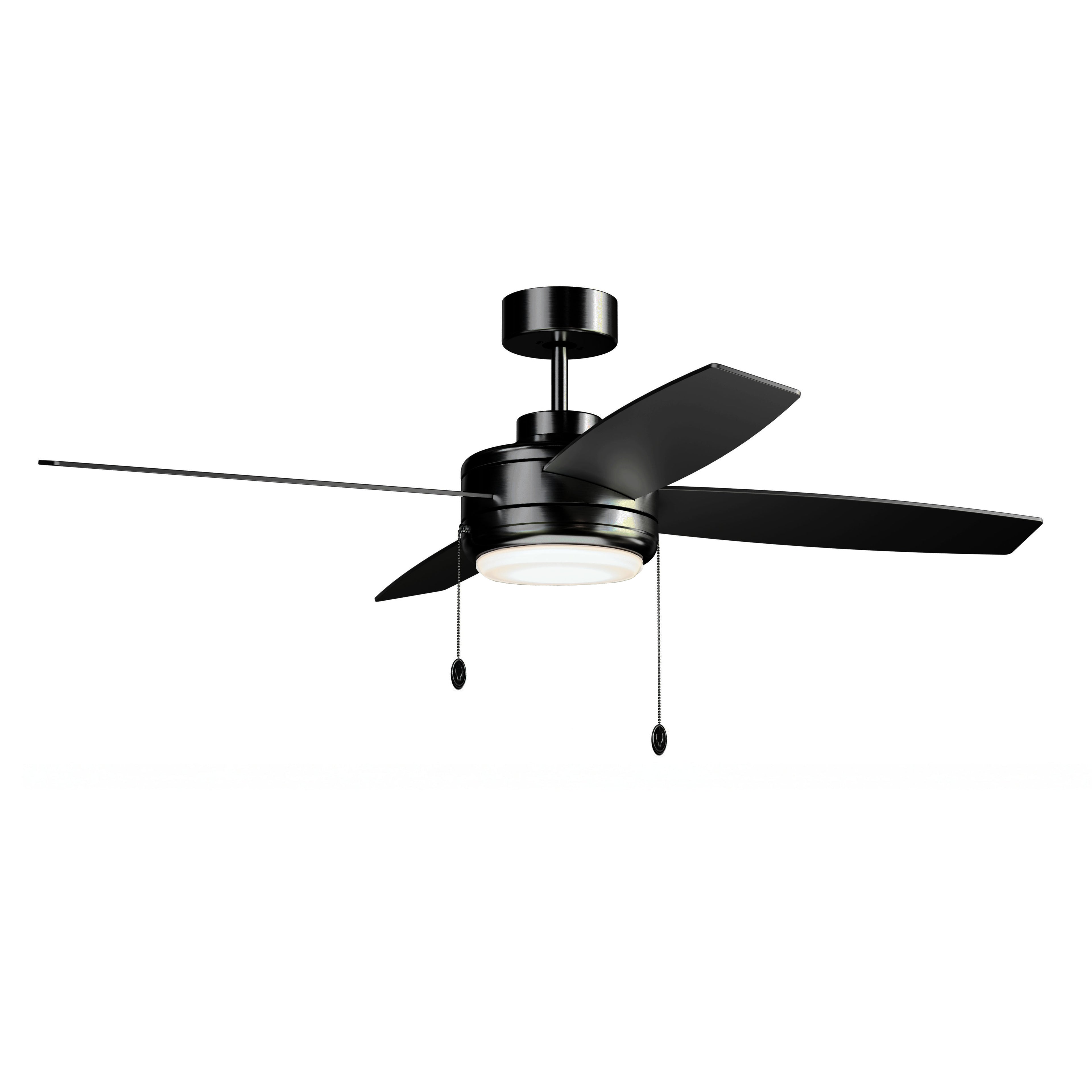52" Low Profile Indoor Ceiling Fan with Integrated LED Light - Black