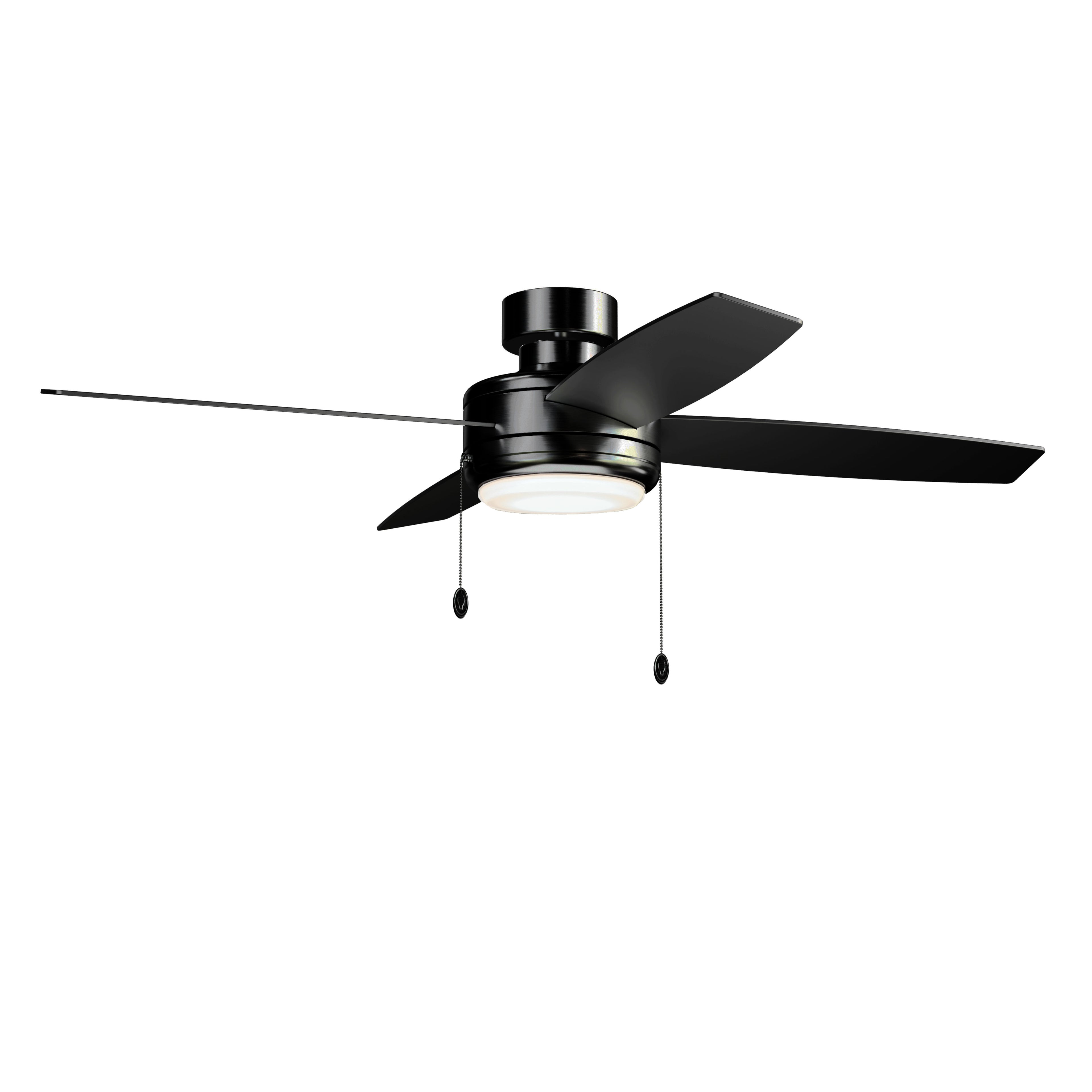 52" Low Profile Indoor Ceiling Fan with Integrated LED Light - Black
