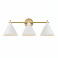 3 Light 27" Straight Bathroom Vanity Light - White Brass