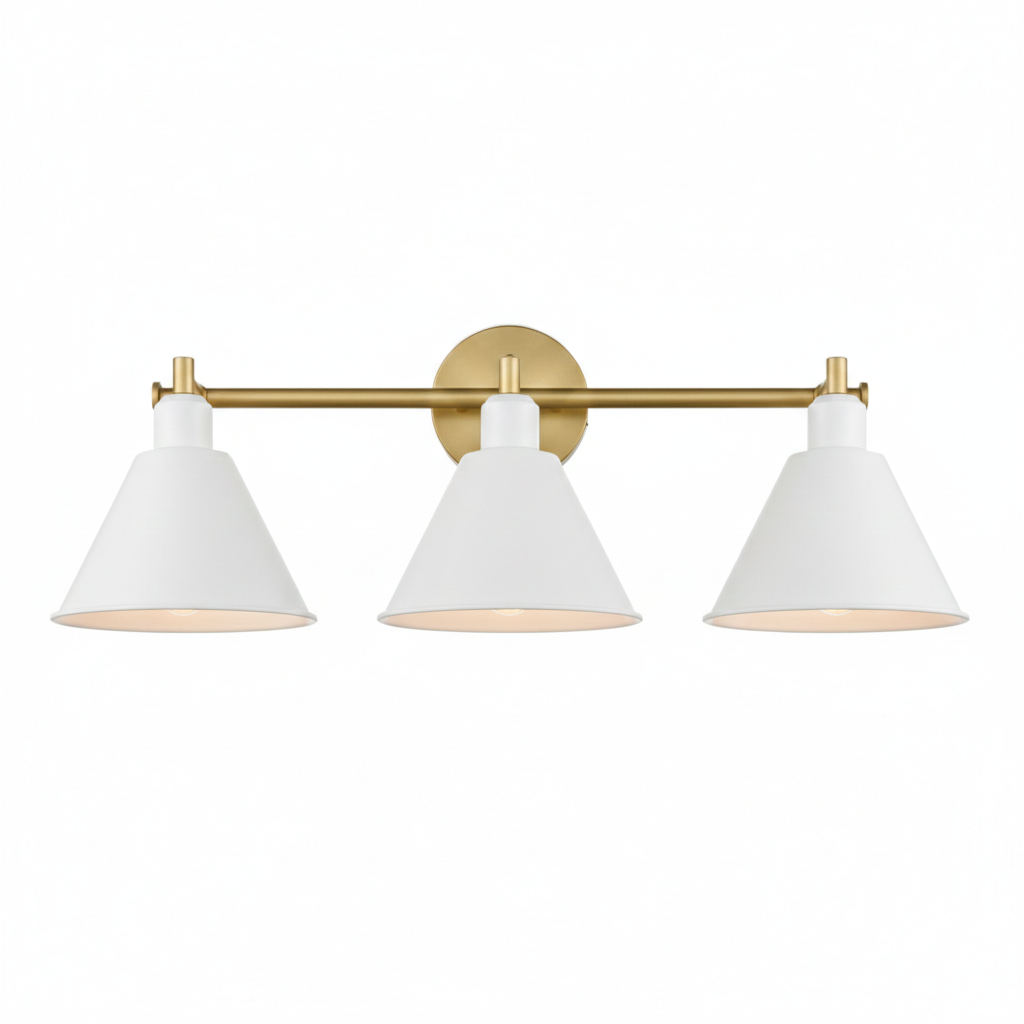 3 Light 27" Straight Bathroom Vanity Light - White Brass