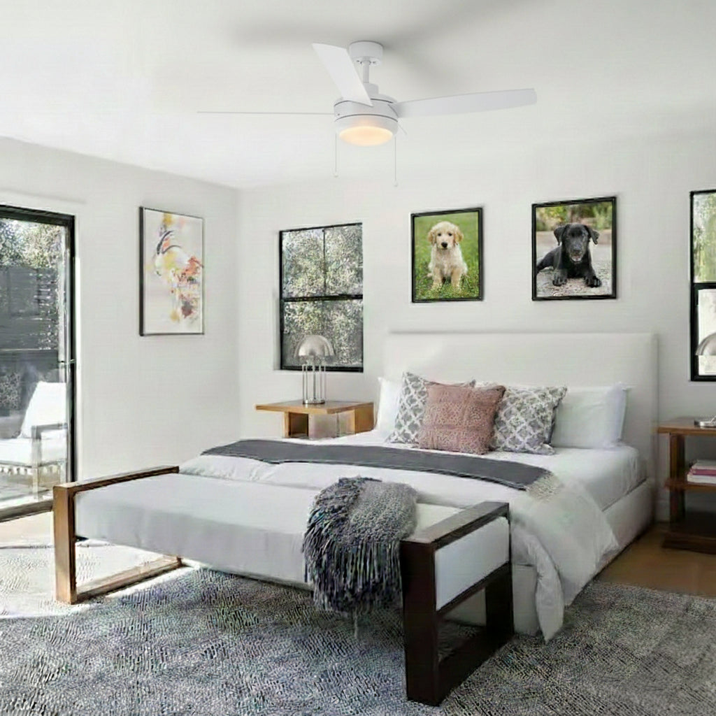 52" Indoor Ceiling Fan with Integrated LED Light - White