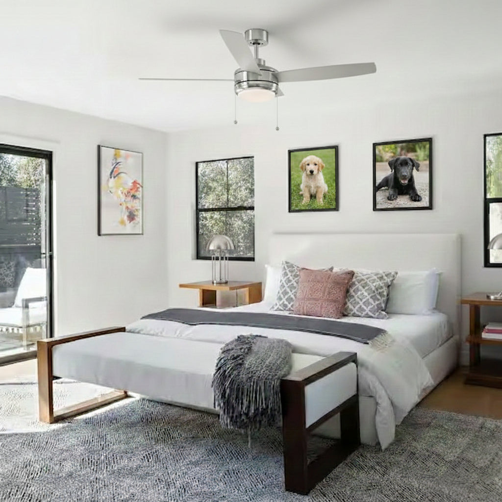 52" Indoor Ceiling Fan with Integrated LED Light - Brushed Nickel