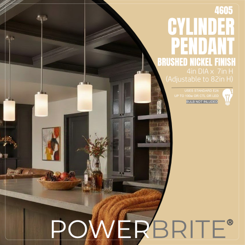Cylinder Shade, 4x6" Pendant Light, Brushed Nickel