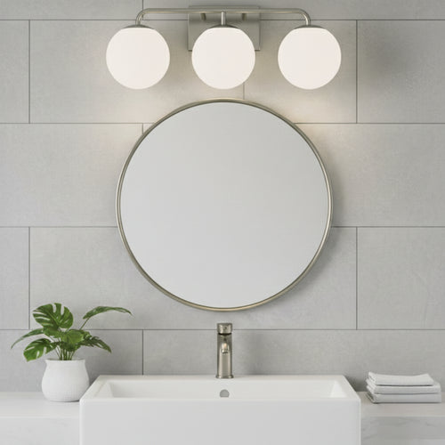3 Light 20" Curved Bathroom Vanity Light - Brushed Nickel