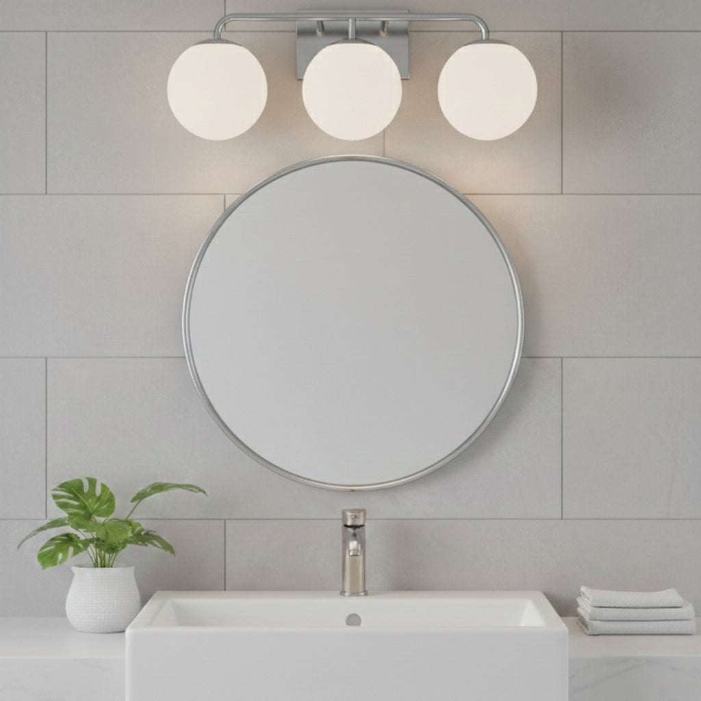 3 Light 20" Curved Bathroom Vanity Light - Chrome