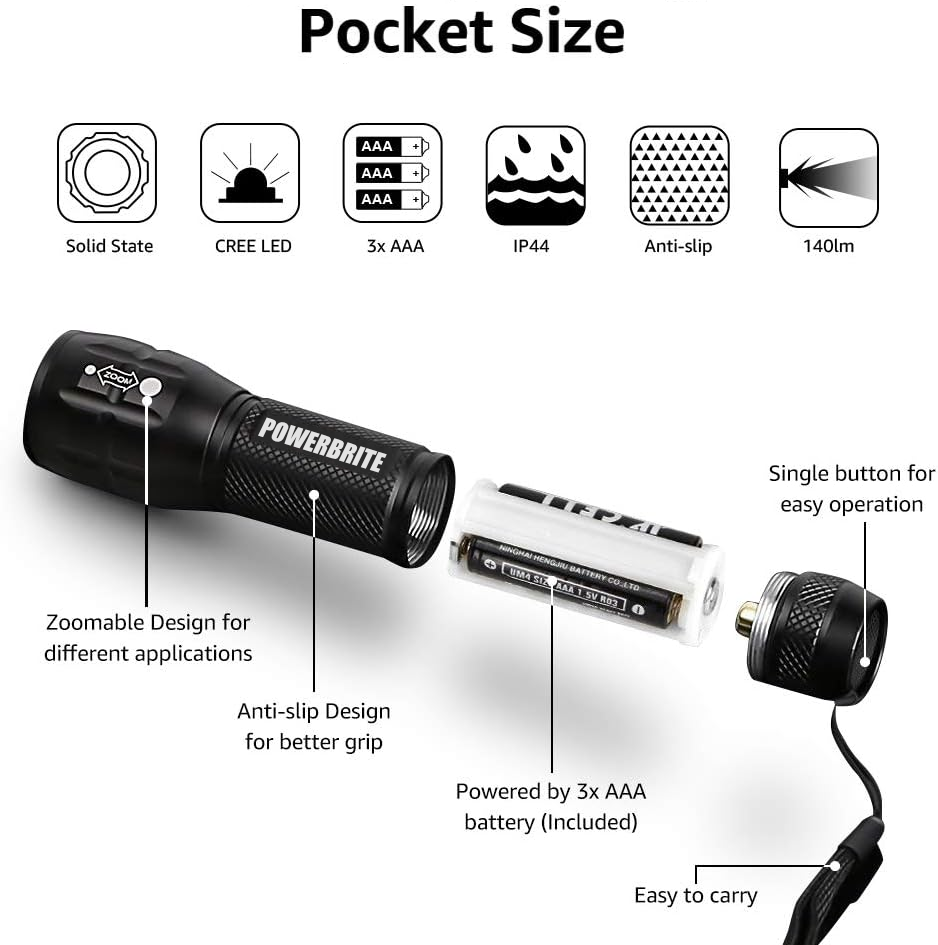 High Lumens, Small Flashlight, Waterproof, Adjustable Focus for Outdoor, Emergency, Tactical & Camping Accessories