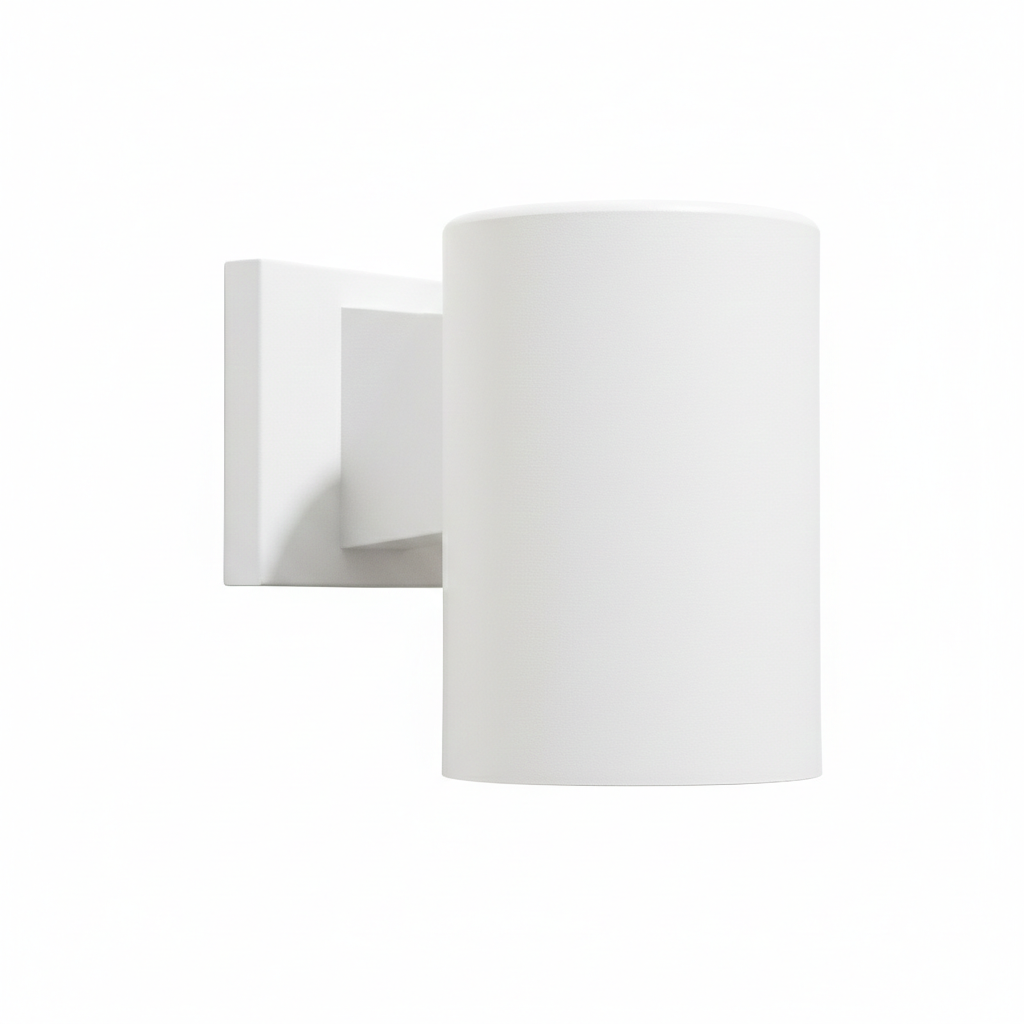 Cylinder Outdoor Wall Sconce, 5 inch Diameter, White