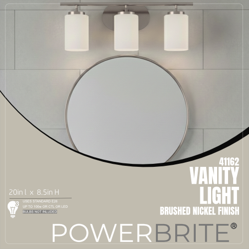 3 Light 20" Wide Bathroom Vanity Light - Brushed Nickel